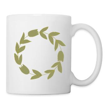 Elegante Blätterkranz Illustration in gold - Tasse - Weiß - Rechts