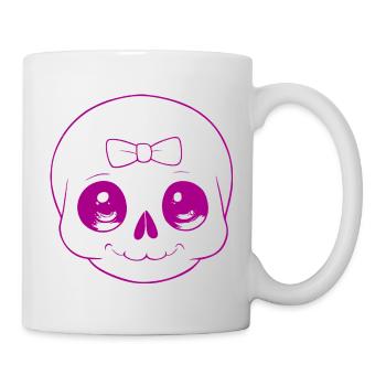 Crâne mignon ludique avec nœud - Mug blanc - blanc - Droite