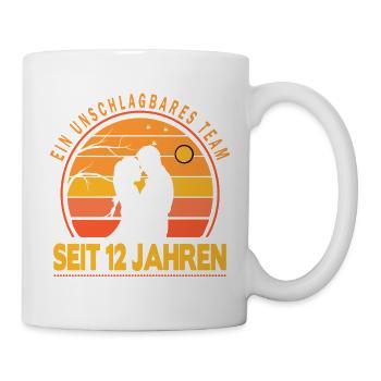 12 Jahre Unschlagbares Team Liebesgeschenk Paar - Tasse - Weiß - Rechts