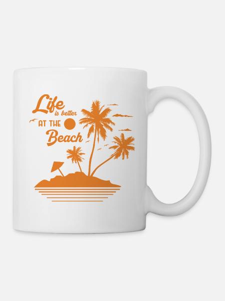 Sonnenuntergang am Palmstrand - Tasse - Weiß