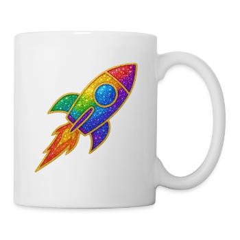 Rainbow Rocket Glitter Design - Mug - white - Right
