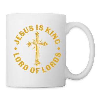 Gebrochener Goldener Kreuz-Design - Tasse - Weiß - Rechts