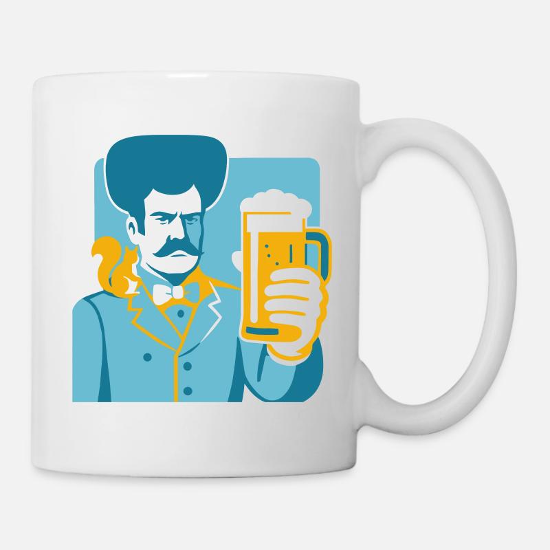 Retro hero with beer glass motif - Mug - white