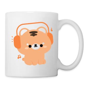 Kawaii Tiger with Headphones Design - Mug - white - Right