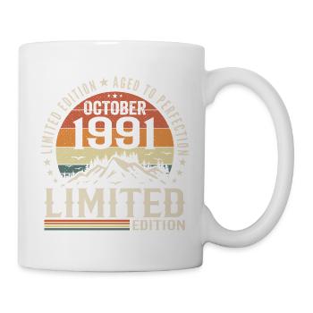 Né en octobre 1991 - cadeau millésime Octobre 1991 - Mug blanc - blanc - Droite