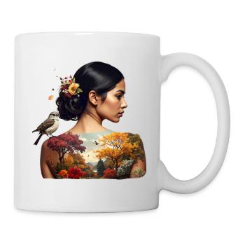 Herbstliche Naturblumen Damen T-Shirt - Tasse - Weiß - Rechts