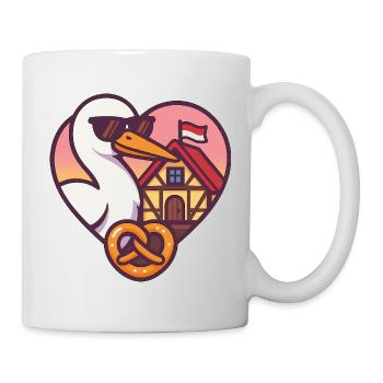 Alsace Cœur Cigogne & Bretzel – Fierté Alsacienne  - Mug blanc - blanc - Droite