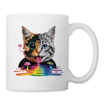 Surreal Cat Half-Glitch Design - Mug - white - Right