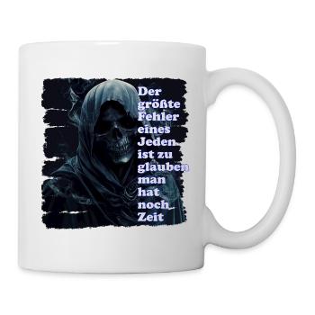 Mystischer Totenschädel mit Zitat - Tasse - Weiß - Rechts