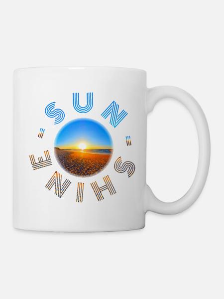 Sonnenuntergang am Strand Design - Tasse - Weiß