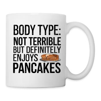 Humorvoller Pfannkuchen Körpertyp Zitat - Tasse - Weiß - Rechts