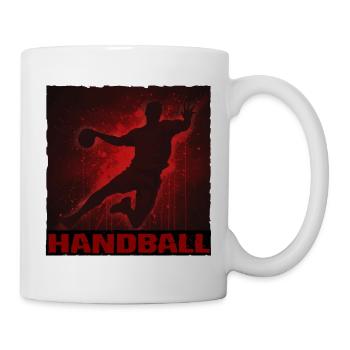 Dynamischer Handball Silhouetten Druck - Tasse - Weiß - Rechts