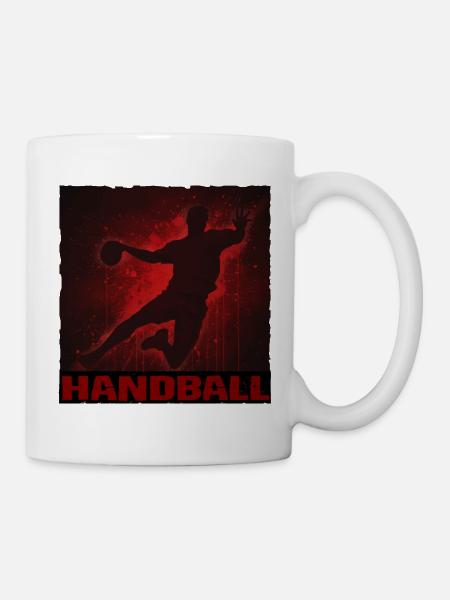 Dynamischer Handball Silhouetten Druck - Tasse - Weiß