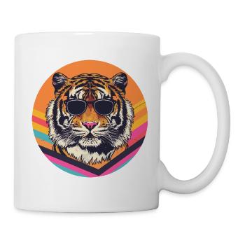 Lunettes de soleil rétro avec illustration de tigre - Mug blanc - blanc - Droite