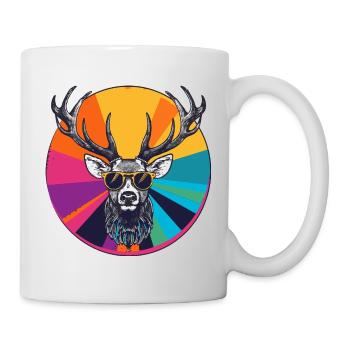 Casual deer with sunglasses - Mug - white - Right