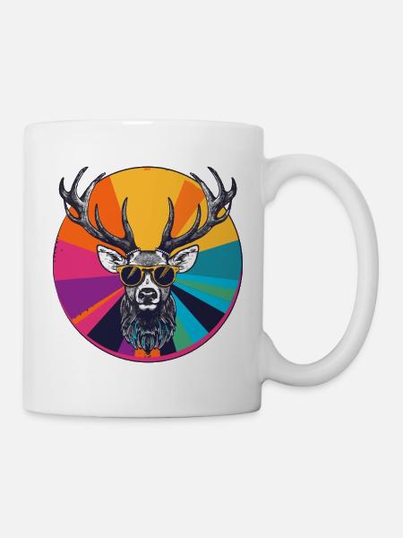 Lässiger Hirsch mit Sonnenbrille - Tasse - Weiß