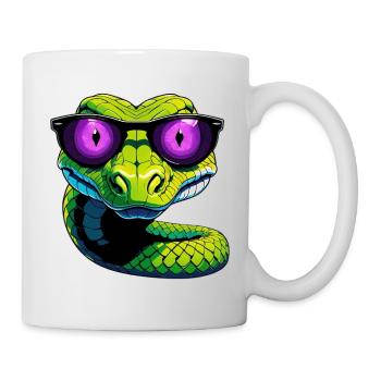 Snake with purple sunglasses - Mug - white - Right