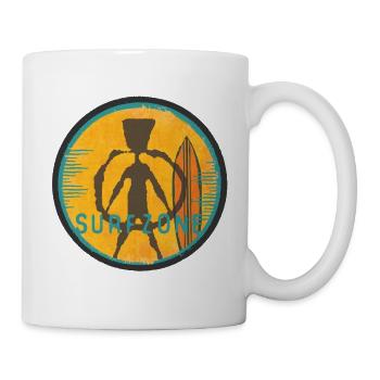 Surfer Art Silhouette with Surfboard - Mug - white - Right