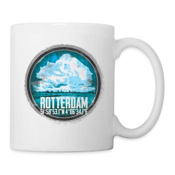 Rotterdam Skyline und Koordinaten Design - Tasse - Weiß - Rechts