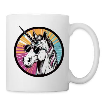 Licorne avec des lunettes de soleil - Mug blanc - blanc - Droite