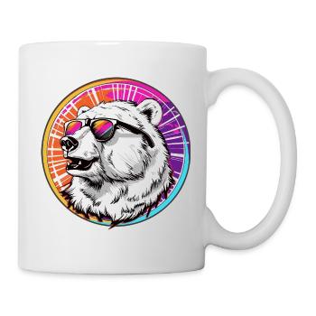 Bär mit Sonnenbrille im Neon-Design - Tasse - Weiß - Rechts