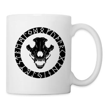 Crâne de loup viking noir - Mug blanc - blanc - Droite