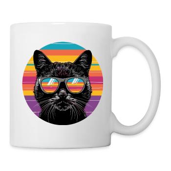 Cool Katzenportrait mit Sonnenbrille - Tasse - Weiß - Rechts