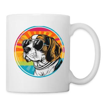 Summer dog with sunglasses - Mug - white - Right
