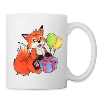 Niedlicher Fuchs zum Geburtstag Hand gemalt - Tasse - Weiß - Rechts
