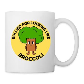 Lustiges Brokkoli Comic Bullying Baum Mobbing  - Tasse - Weiß - Rechts