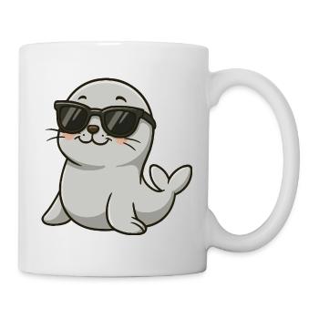 Cool otter with sunglasses - Mug - white - Right