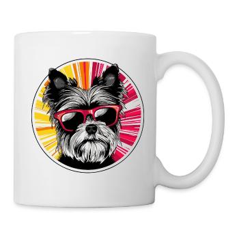 Hund mit Sonnenbrille Neon Design - Tasse - Weiß - Rechts