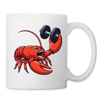 Lustiger Hummer Fitness Hantel Training Cartoon - Tasse - Weiß - Rechts