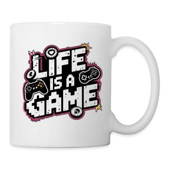 LIFE IS A GAME Pixel Graphic, Love Gaming - Mug blanc - blanc - Droite