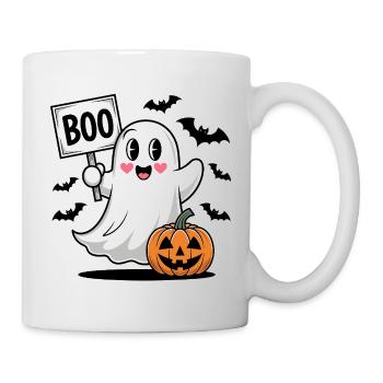 Halloween Boo Geist mit Kürbis - Tasse - Weiß - Rechts