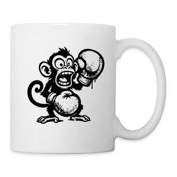 Cartoon Affe mit Frucht und Skull - Tasse - Weiß - Rechts