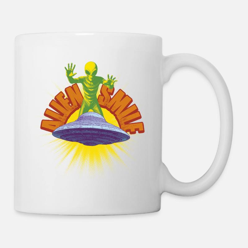 Vaisseau et Extraterrestre Retro - Mug blanc - blanc
