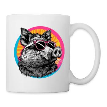 Sanglier cool avec lunettes de soleil - Mug blanc - blanc - Droite