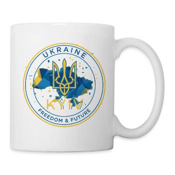 Ukrainisches Emblem mit Flaggenkarte - Tasse - Weiß - Rechts