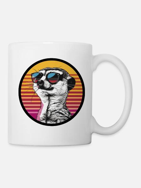 Wiesel in Retro Sonnenbrille - Tasse - Weiß