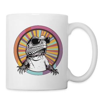 Lézard en Lunettes de Soleil Rétro Iguana - Mug blanc - blanc - Droite