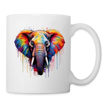 Living elephant art in a play of colours - Mug - white - Right