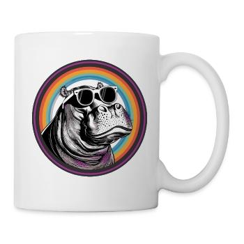 Nilpferd Sonnenbrille Comic - Tasse - Weiß - Rechts