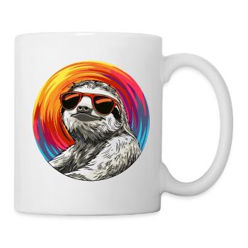 Cool sloth with sunglasses and colorful circle - Mug - white - Right