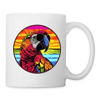 Perroquet coloré avec des lunettes de soleil - Mug blanc - blanc - Droite