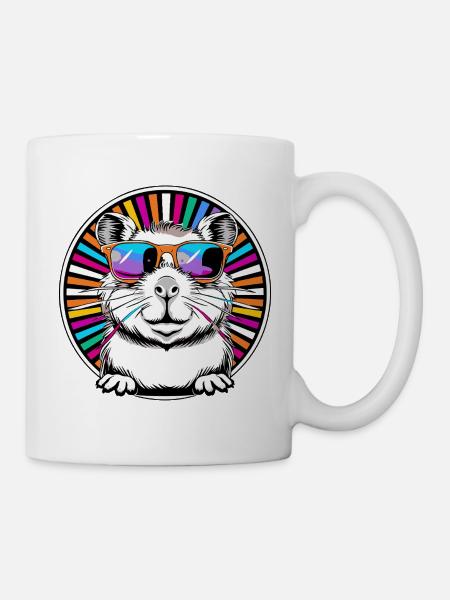 Hamster cool avec des lunettes de soleil - Mug blanc - blanc