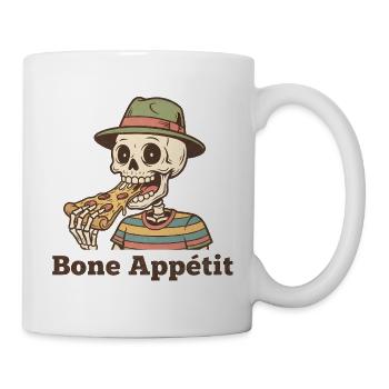 Bone Appétit Skelett isst Pizza - Tasse - Weiß - Rechts