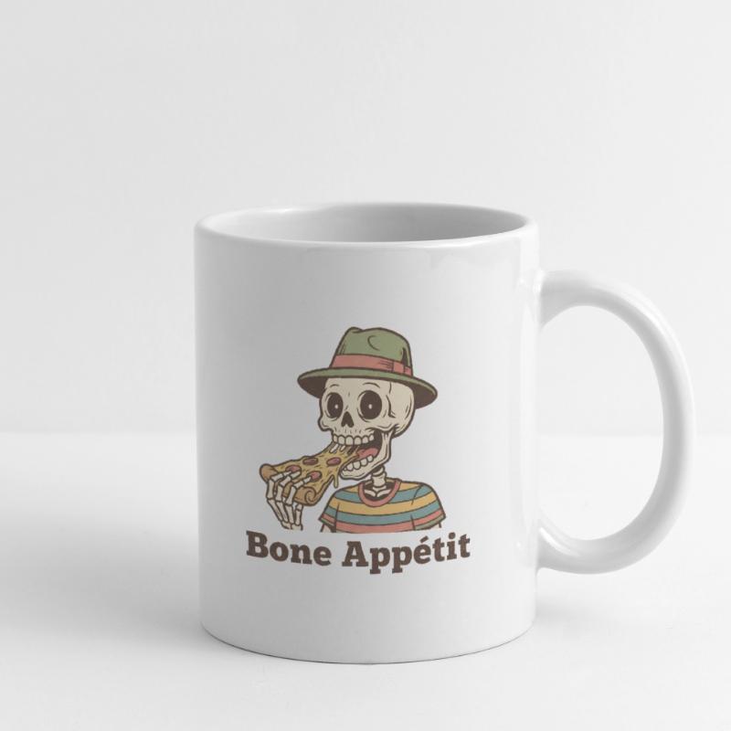 Bone Appétit Skeleton Eats Pizza Mug