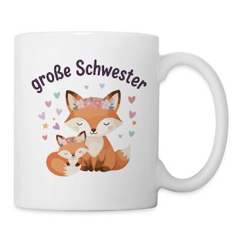 Große Schwester Fuchs mit Blumenkranz - Tasse - Weiß - Rechts