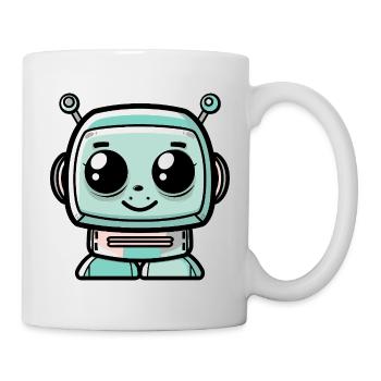 Cute retro robot with big eyes - Mug - white - Right